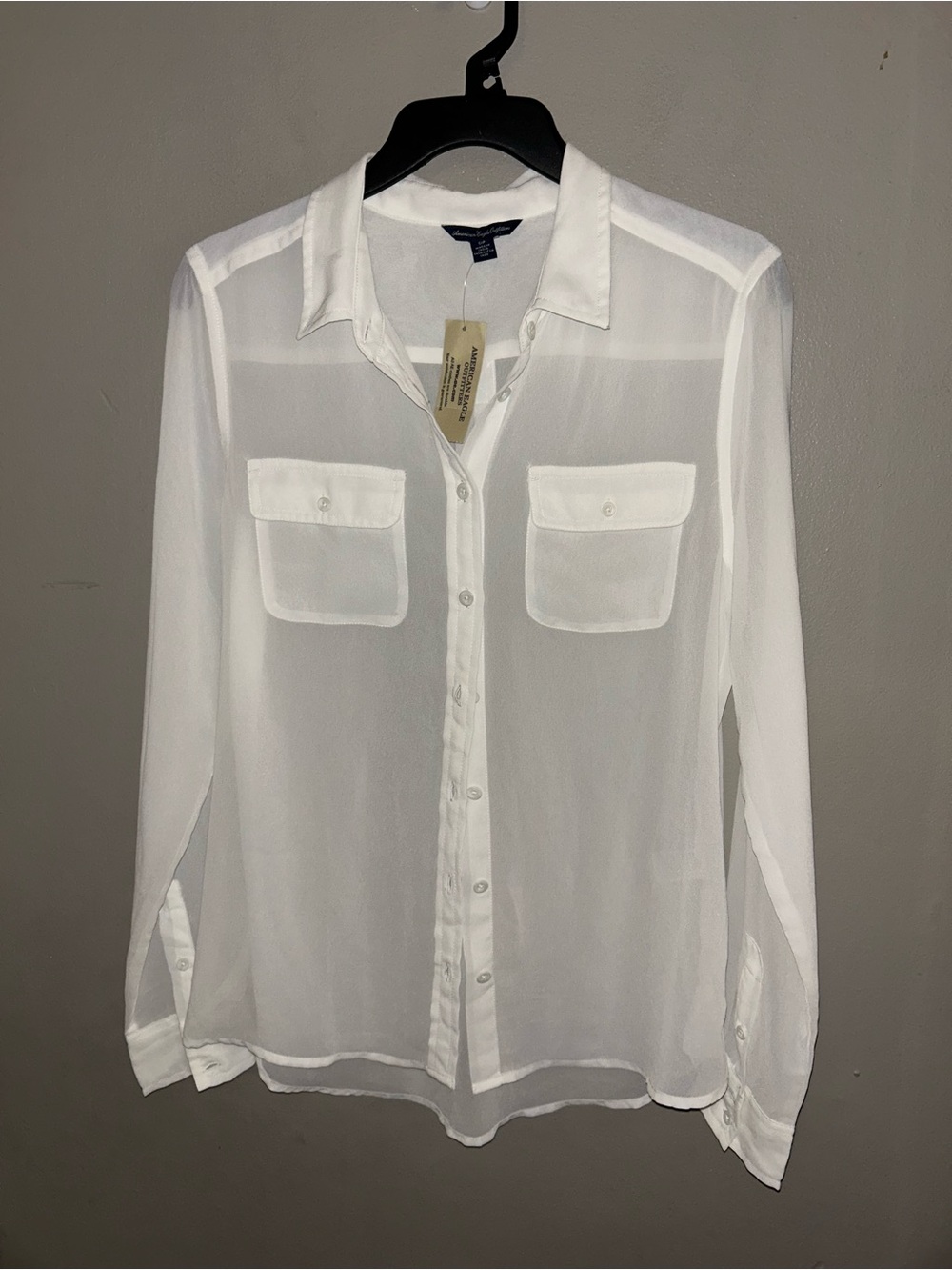 American Eagle Outfitters Shirt - white sheer button front NWT